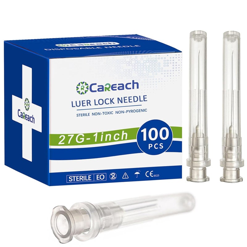 Careach 100pcs 27Gauge 1 inch Needles Luer Lock for Lab Accessories, Measuring and Refilling Inks - Image 1